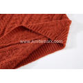 Women's Knitted Turtleneck Cable Asymmetric Hem Pullover